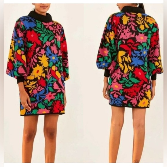 Farm Rio Sweater Dress Tropical Garden - Picture 5 of 6